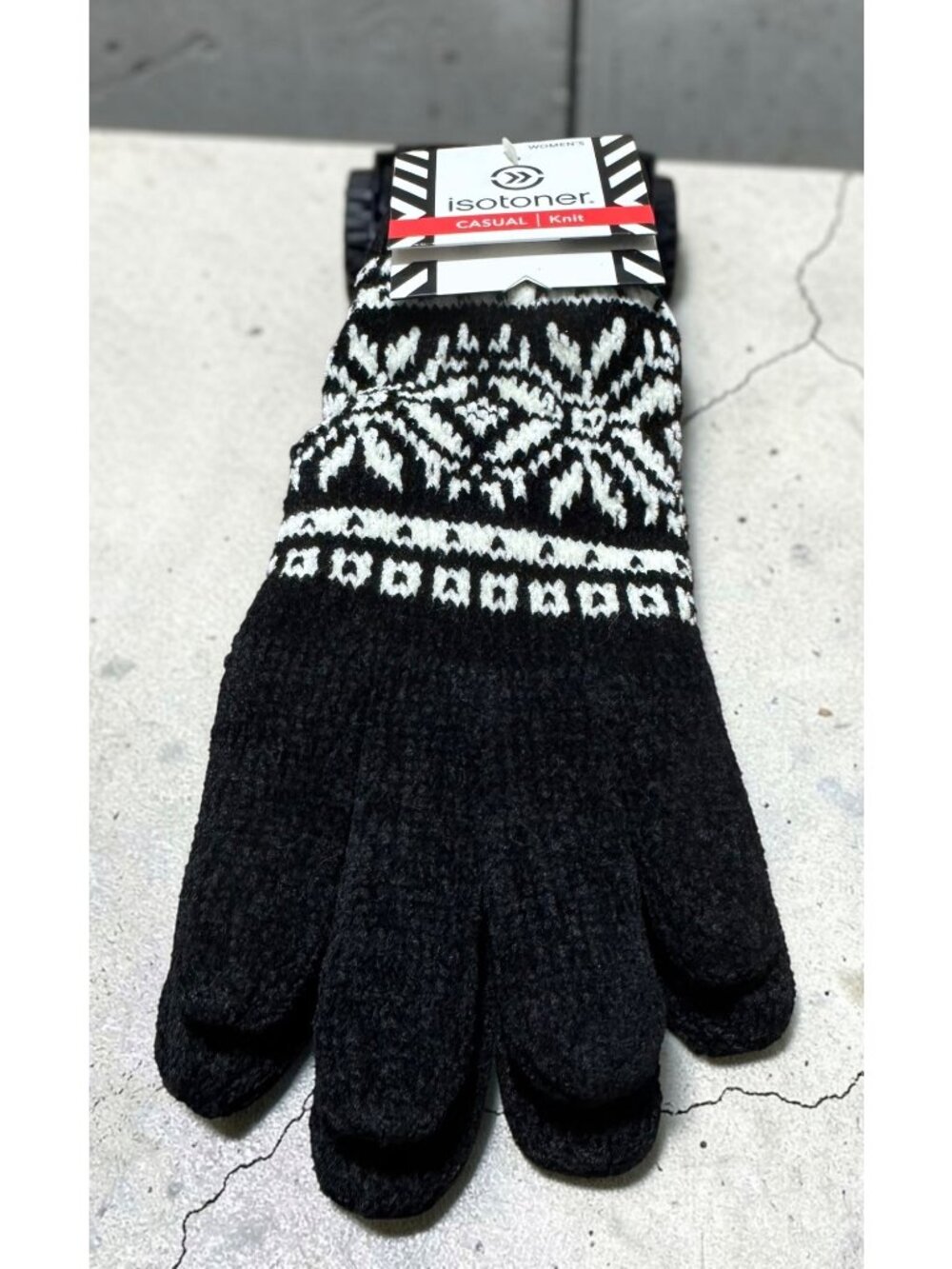 Isotoner Womens Knit Gloves Snowflake Pattern One Size Winter Casual - Picture 2 of 5
